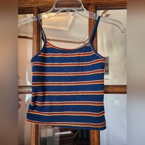 Striped Navy Blue and Orange Women's Top